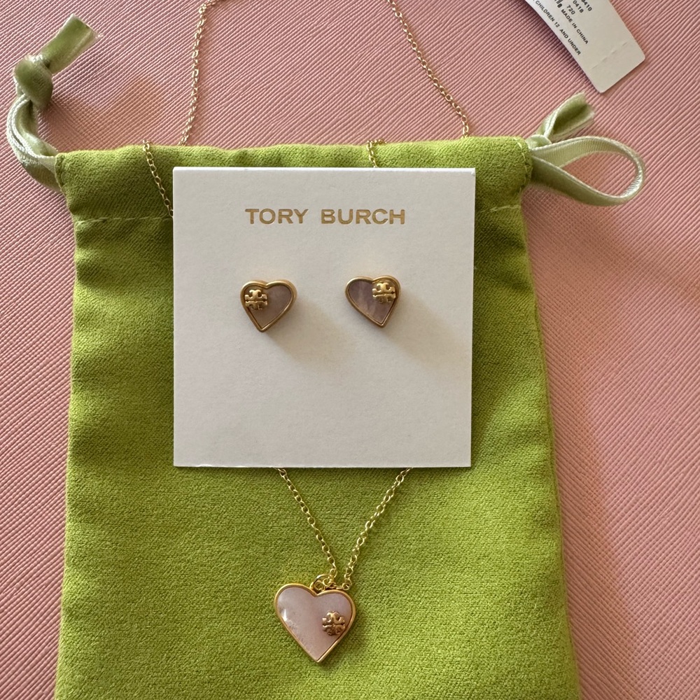 Tory Burch Mother of Pearl Necklace and Earrings Set